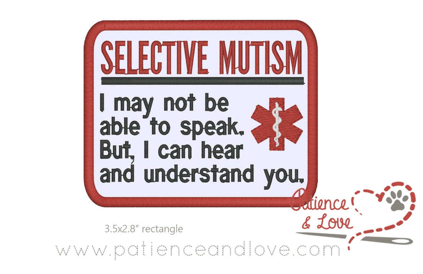 Selective Mutism, I may not be able to speak, but I can hear and understand you, 3.5 x 2.8 inch rectangular patch