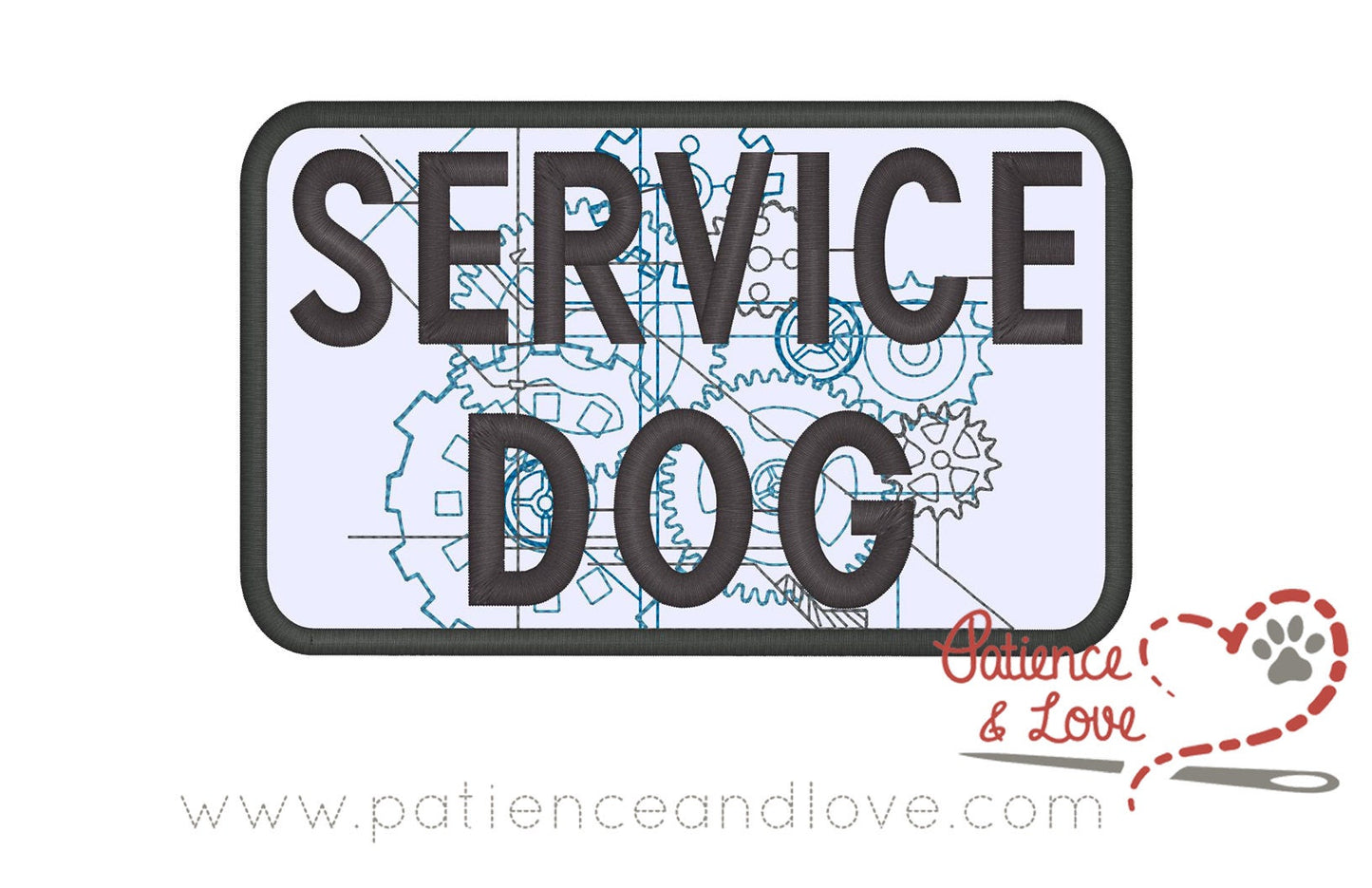 Service Dog, Cogs, Gears, 5-inch x 3-inch patch