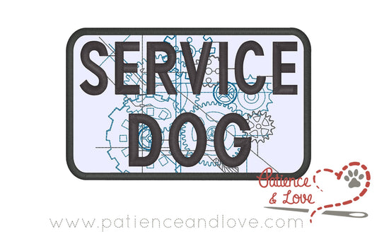Service Dog, Cogs, Gears, 5-inch x 3-inch patch
