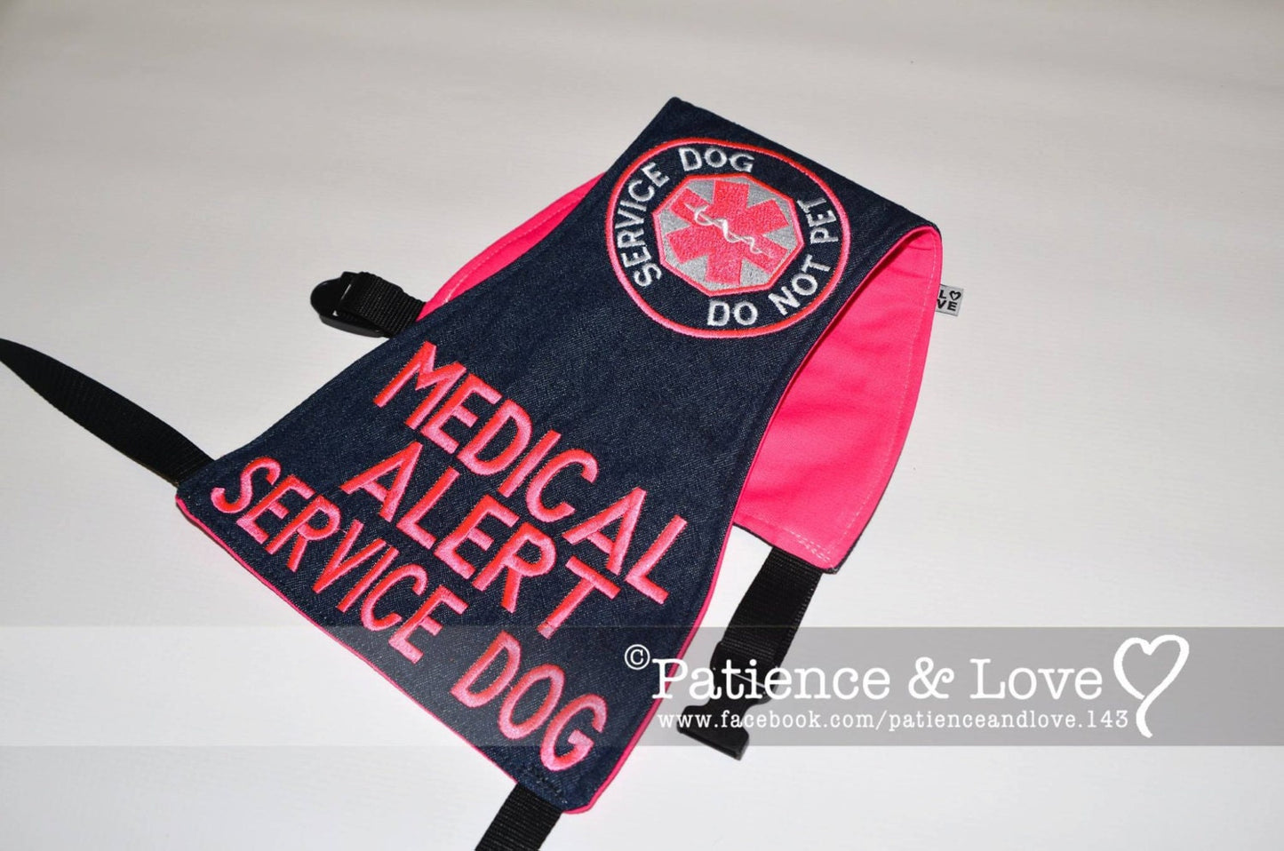 Medical Alert Service Dog with center medical symbol, Butterfly Style Embroidered Vest