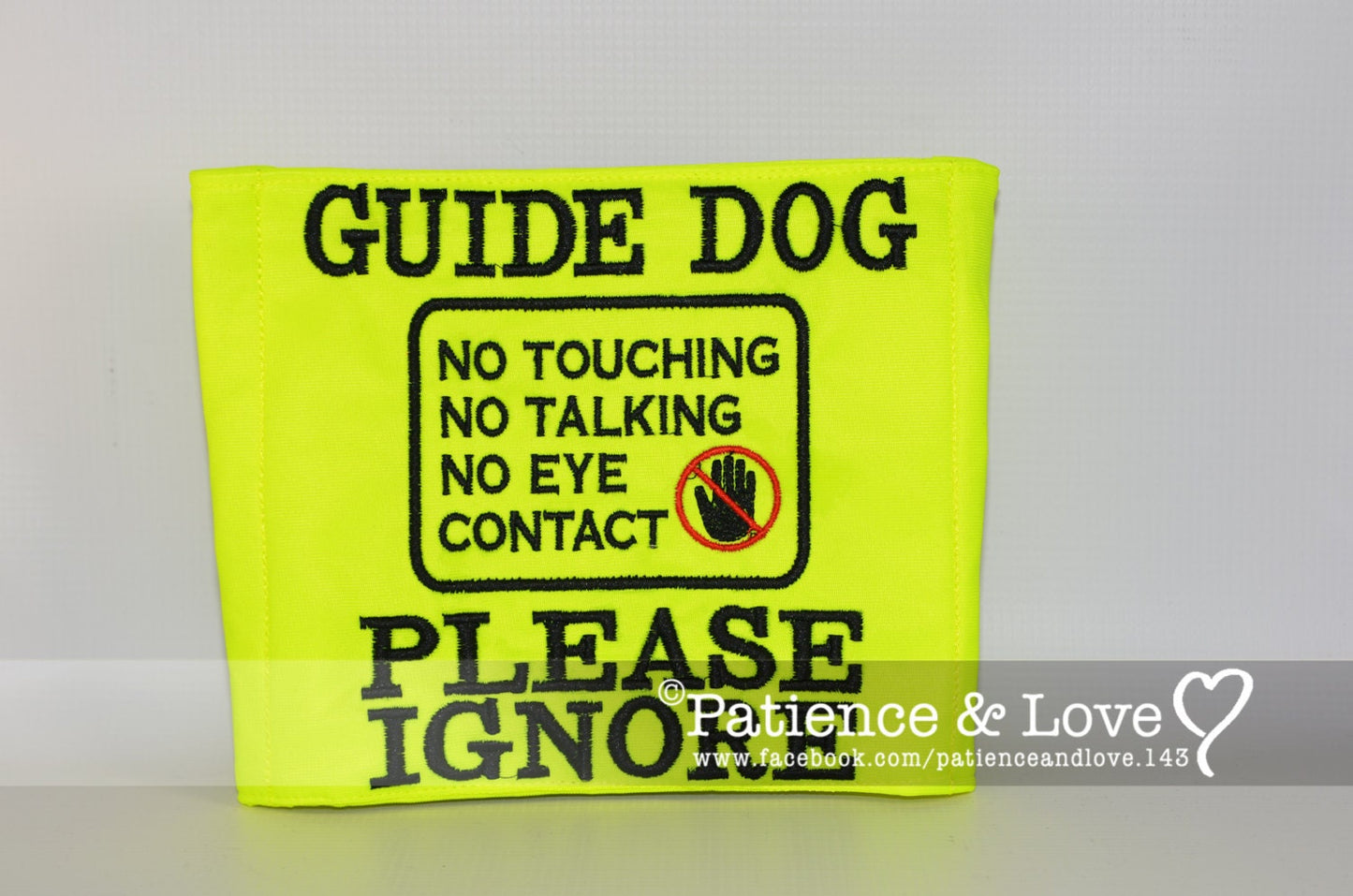 Guide Dog Please Ignore with No Touching No Talking No Eye Contact patch Harness Sign, Custom Embroidered