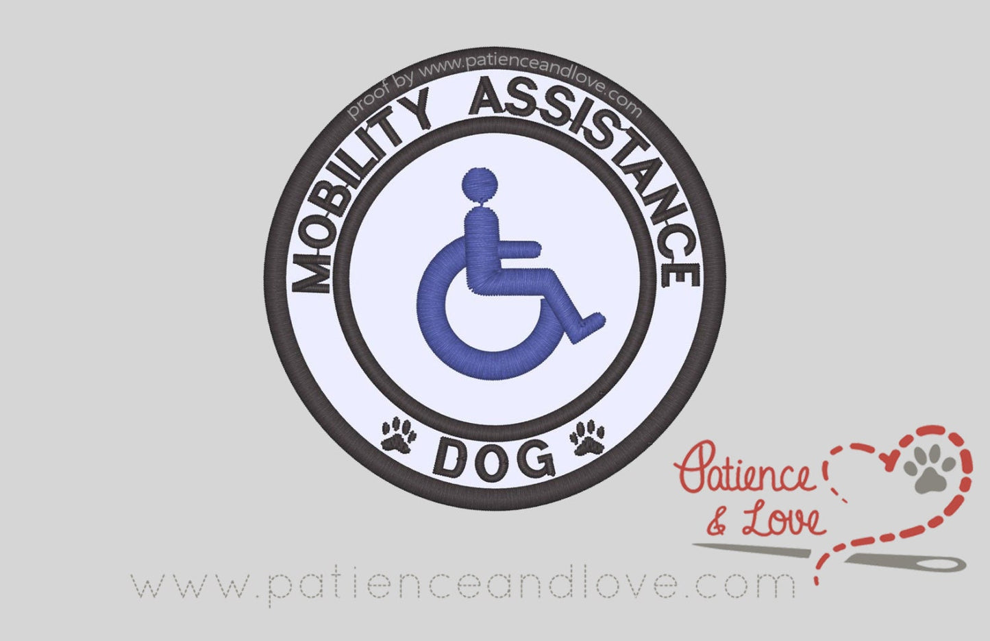 Mobility Assistance Dog, 3 inch round patch