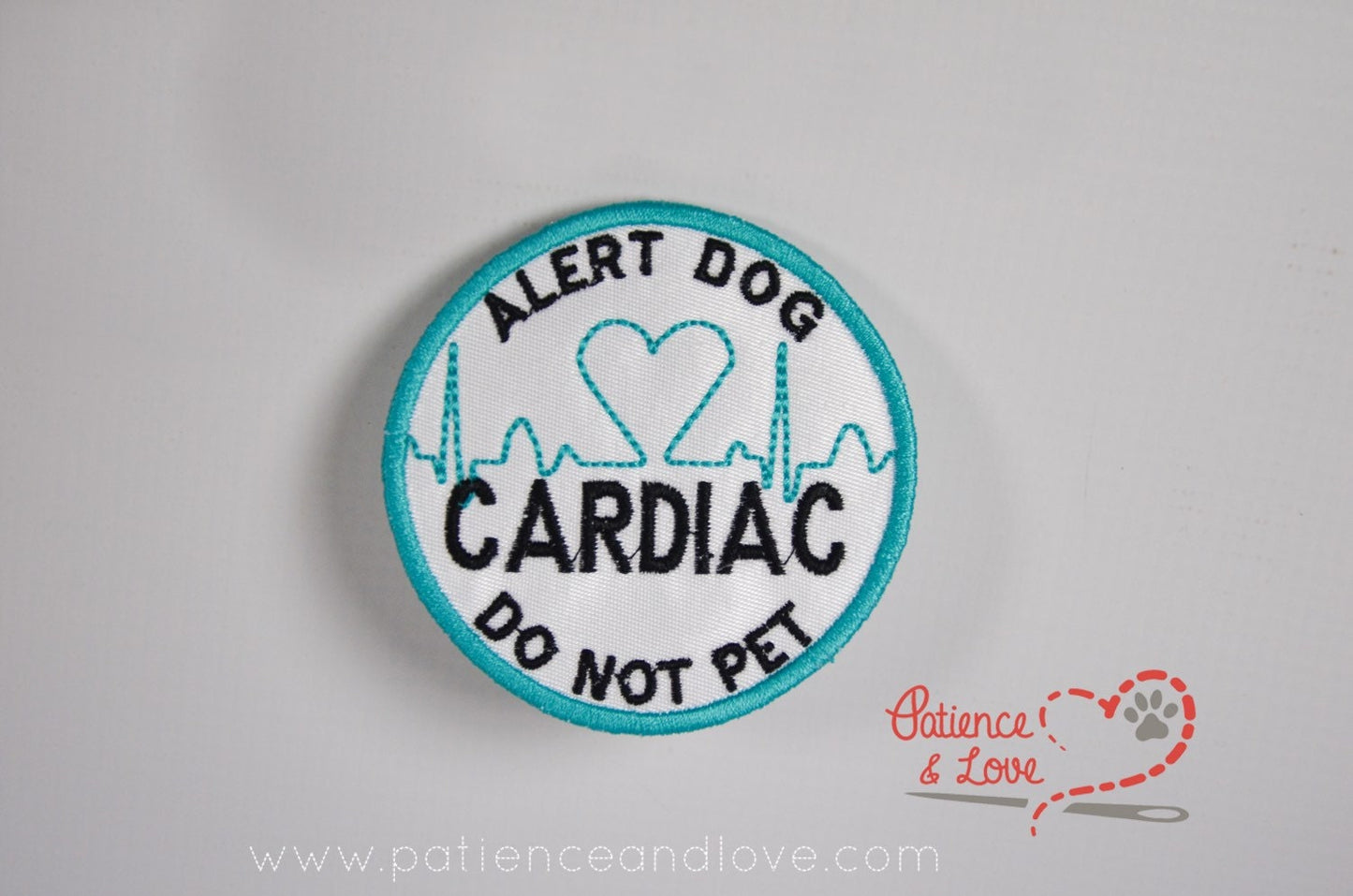 Alert Dog - Cardiac - Do not pet with ekg and heart, 3 inch round patch